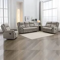 Budva Reclining Sofa Suite - Light Grey, Fabric alternate view