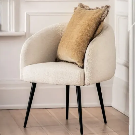 Bugaati Fabric Tub Chair with Black Legs - Off White