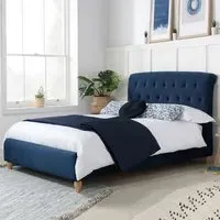 Bulverde Double Bed Frame - Midnight Blue, Fabric
