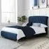 Bulverde Double Bed Frame - Midnight Blue, Fabric