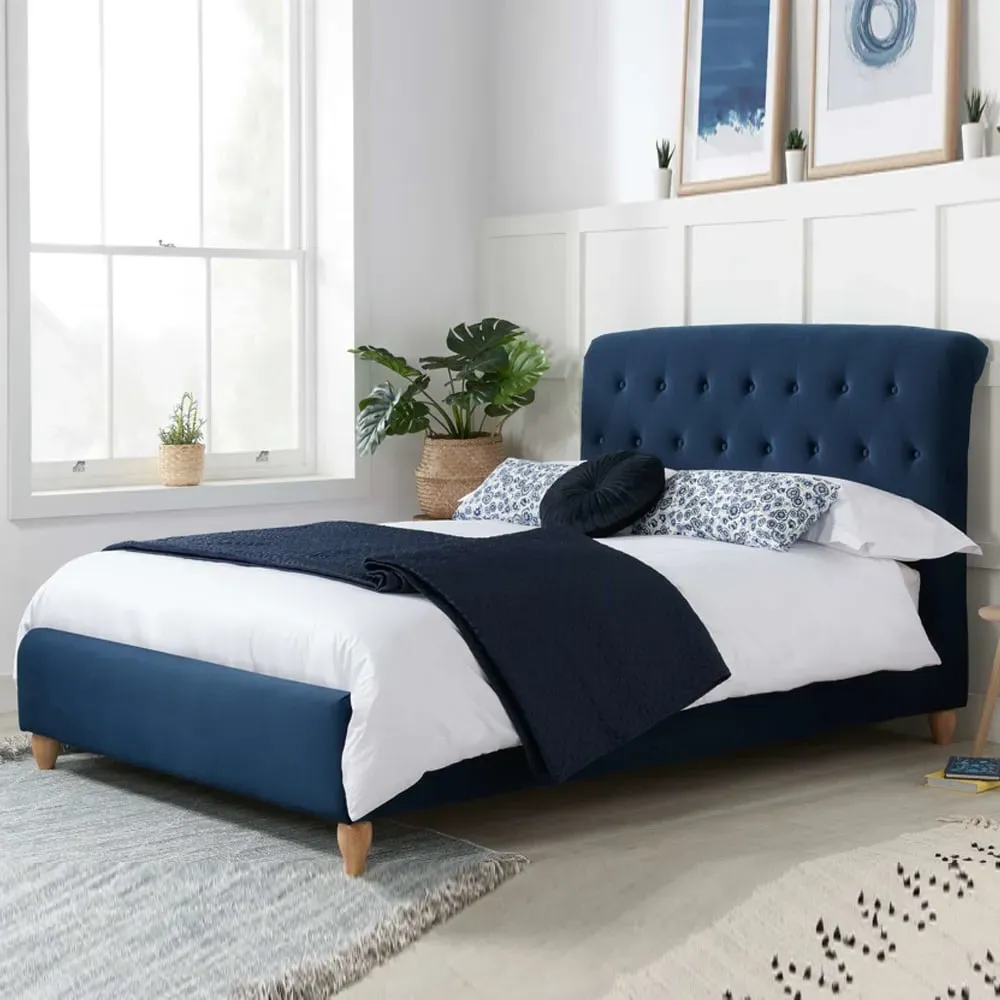 Bulverde Double Bed Frame - Midnight Blue, Fabric image
