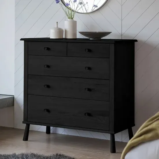 Burbank 5 Drawer Chest - Black, Oak image