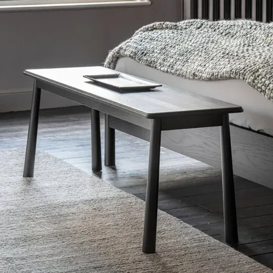 Burbank Oak Wood Dining Bench - Black image