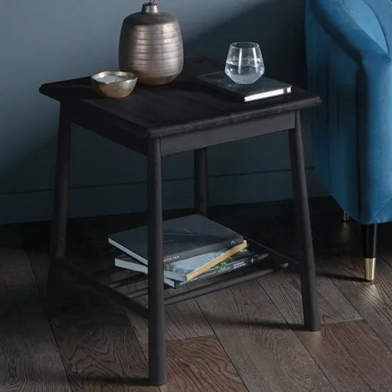 Burbank Oak Wood Side Table - Black image