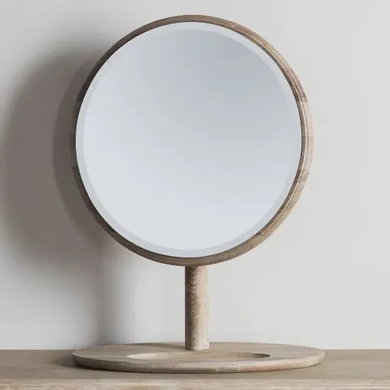 Burbank Round Dressing Mirror - Oak