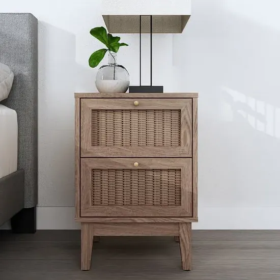 Burdon Bedside Cabinet with 2 Drawers - Oak