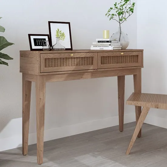 Burdon Console Table with 2 Drawers - Oak