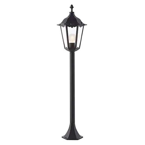Burford Outdoor Bollard Light - Matt Black, Clear Glass