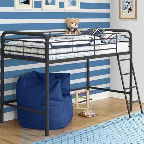 Burg Single Mid Sleeper Bed - Black, Metal product
