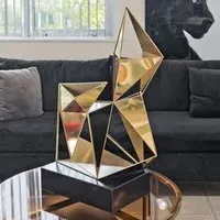Burleson Polygon Sculpture with Black Metal Base - Gold