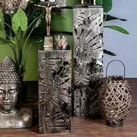 Burleson Set of 2 Decorative Pillars - Bronze, Glass Metal