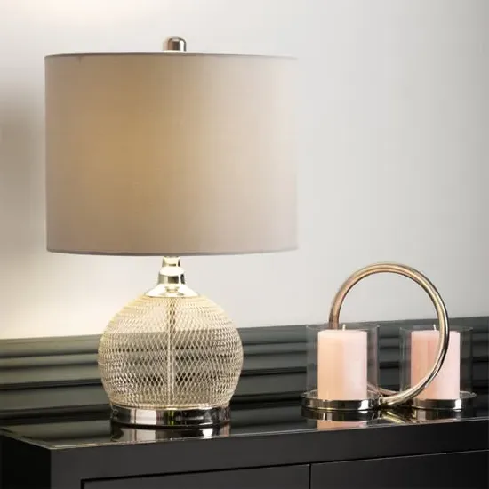 Burley Wire Mesh Base Table Lamp - Grey, Chrome