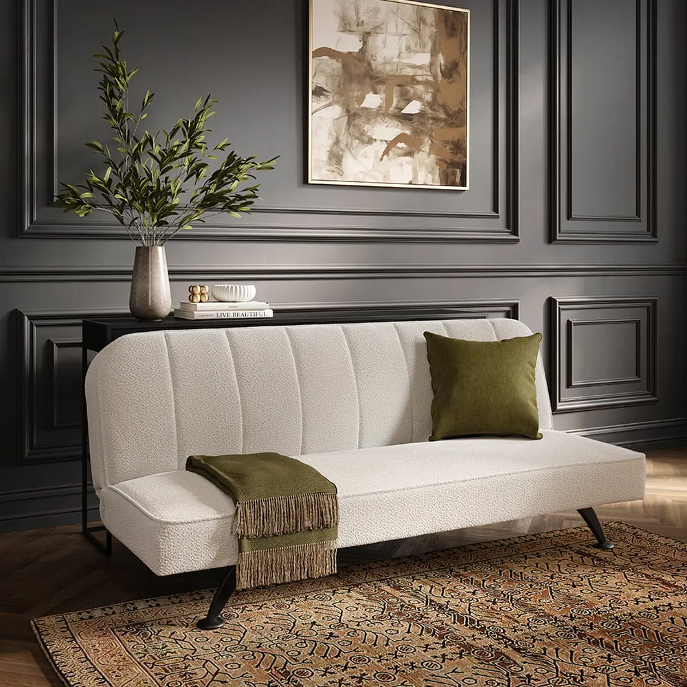 Burlington Sofa Bed with Black Legs - Ivory, Fabric image