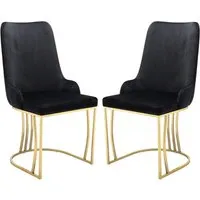 Burma Dining Chairs with Gold Frame - Black, Velvet alternate view