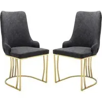 Burma Dining Chairs with Gold Frame - Black, PU Leather