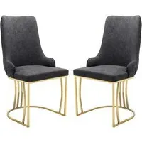 Burma Dining Chairs with Gold Frame - Charcoal, PU Leather