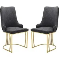 Burma Dining Chairs with Gold Frame - Grey, PU Leather