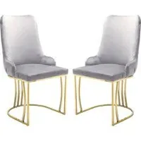 Burma Dining Chairs with Gold Frame - Silver, PU Leather
