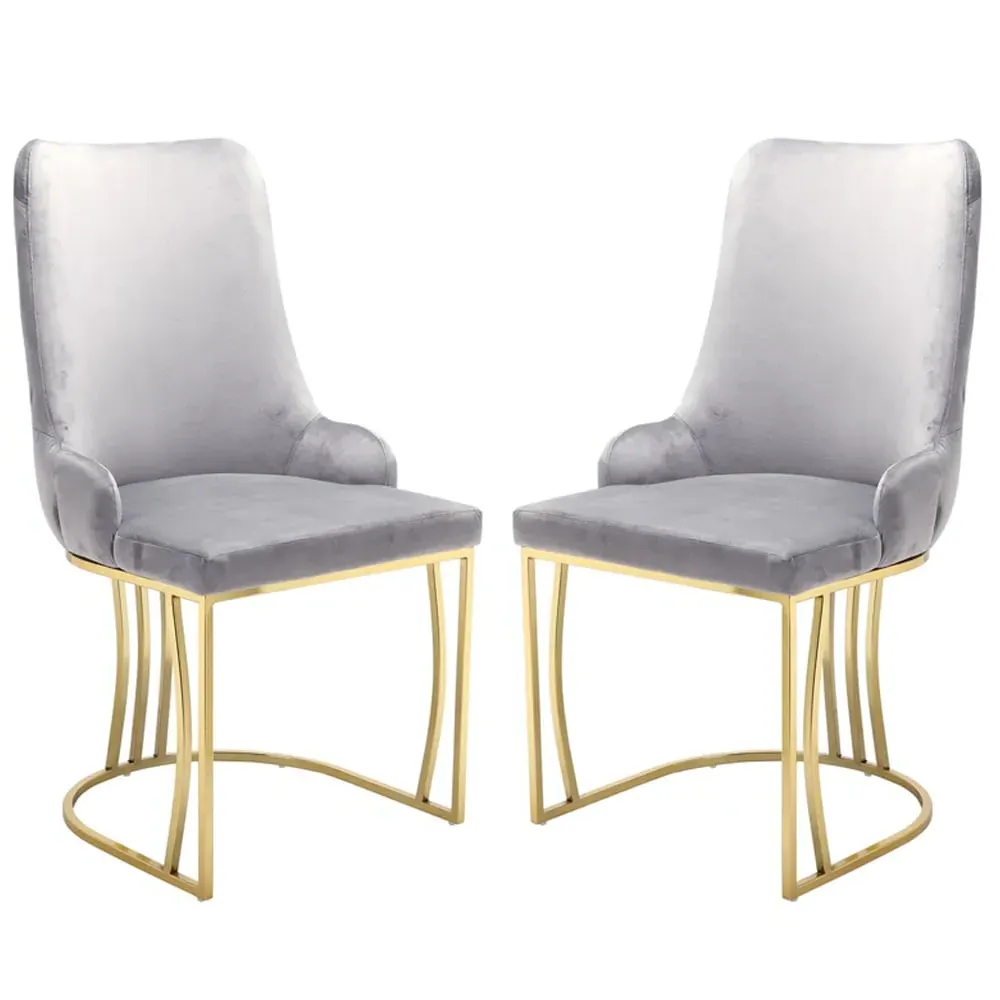Burma Dining Chairs with Gold Frame - Silver, PU Leather