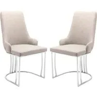 Burma Dining Chairs with Steel Frame - Beige, PU Leather