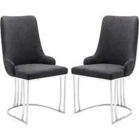 Burma Dining Chairs with Steel Frame - Black, PU Leather
