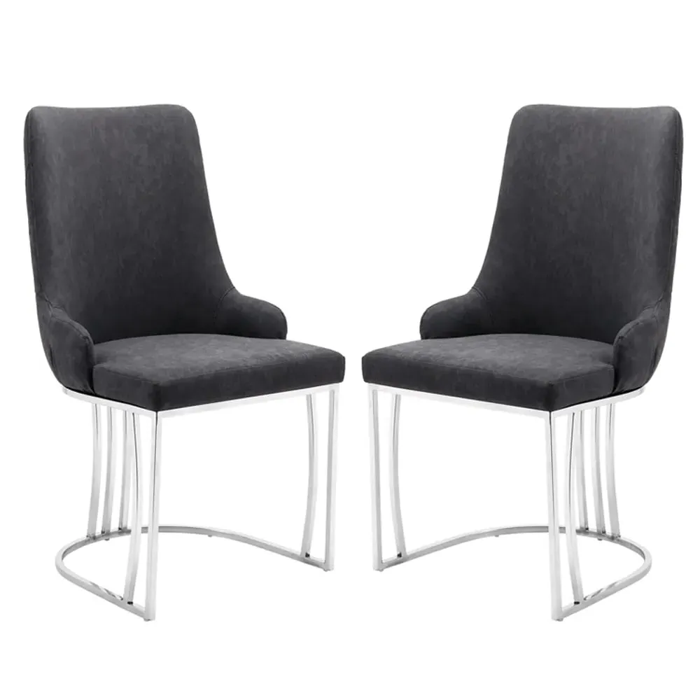 Burma Dining Chairs with Steel Frame - Black, PU Leather