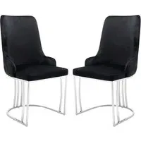 Burma Dining Chairs with Steel Frame - Black, Velvet