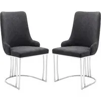 Burma Dining Chairs with Steel Frame - Grey, Velvet