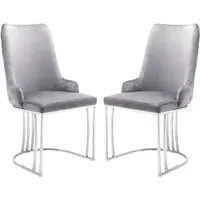 Burma Dining Chairs with Steel Frame - Silver, PU Leather
