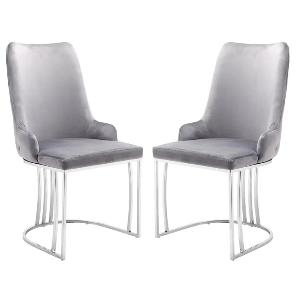 Burma Dining Chairs with Steel Frame - Silver, PU Leather