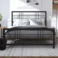 Burma Double Bed Frame - Black, Metal