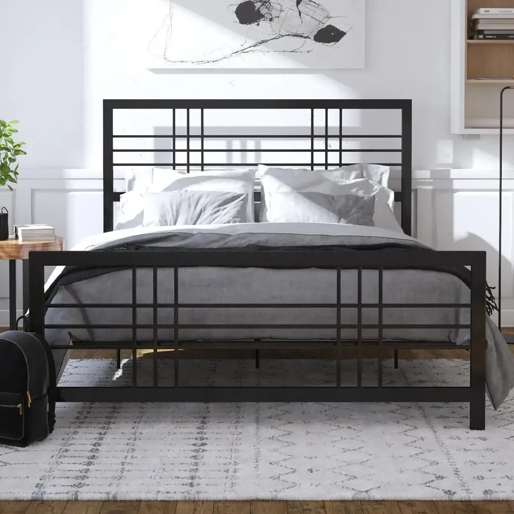 Burma Double Bed Frame - Black, Metal