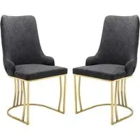 Burma Velvet Dining Chairs with Gold Frame - Grey