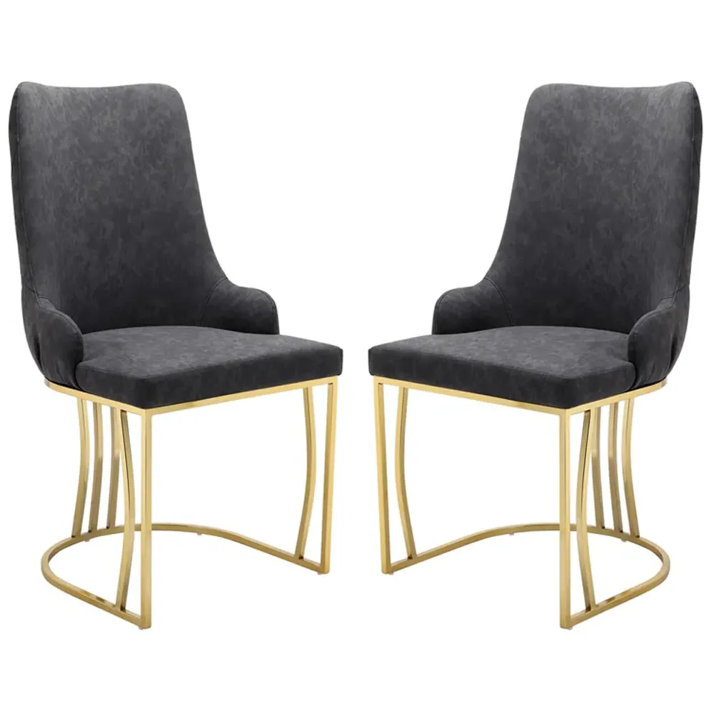 Burma Velvet Dining Chairs with Gold Frame - Grey image