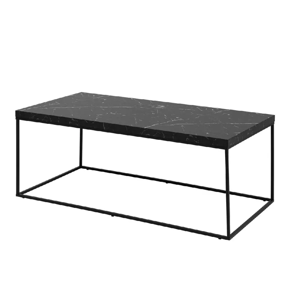 Burnaby Rectangular Coffee Table - Black Marble Effect, Wood