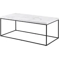 Burnaby Rectangular Coffee Table - White Marble Effect, Wood