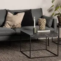 Burnaby Square Coffee Table - Black Marble Effect, Wood