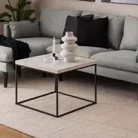 Burnaby Square Coffee Table - White Marble Effect, Wood