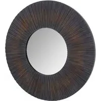 Burner Round Wall Mirror - Antique, Wood
