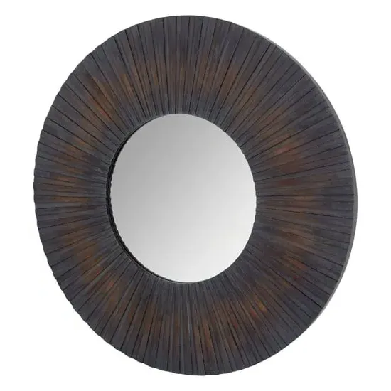 Burner Round Wall Mirror - Antique, Wood image