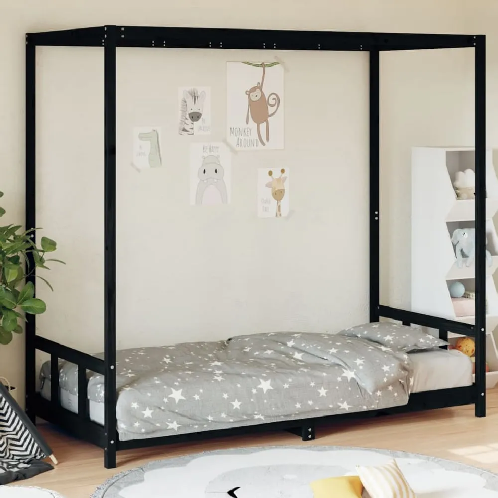 Burwell Single Bed Frame with Canopy - Black, Pine image
