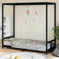 Burwell Single Bed Frame with Canopy - Black, Pine