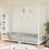 Burwell Single Bed Frame with Canopy - White, Pine