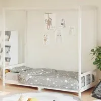 Burwell Single Bed Frame with Canopy - White, Pine