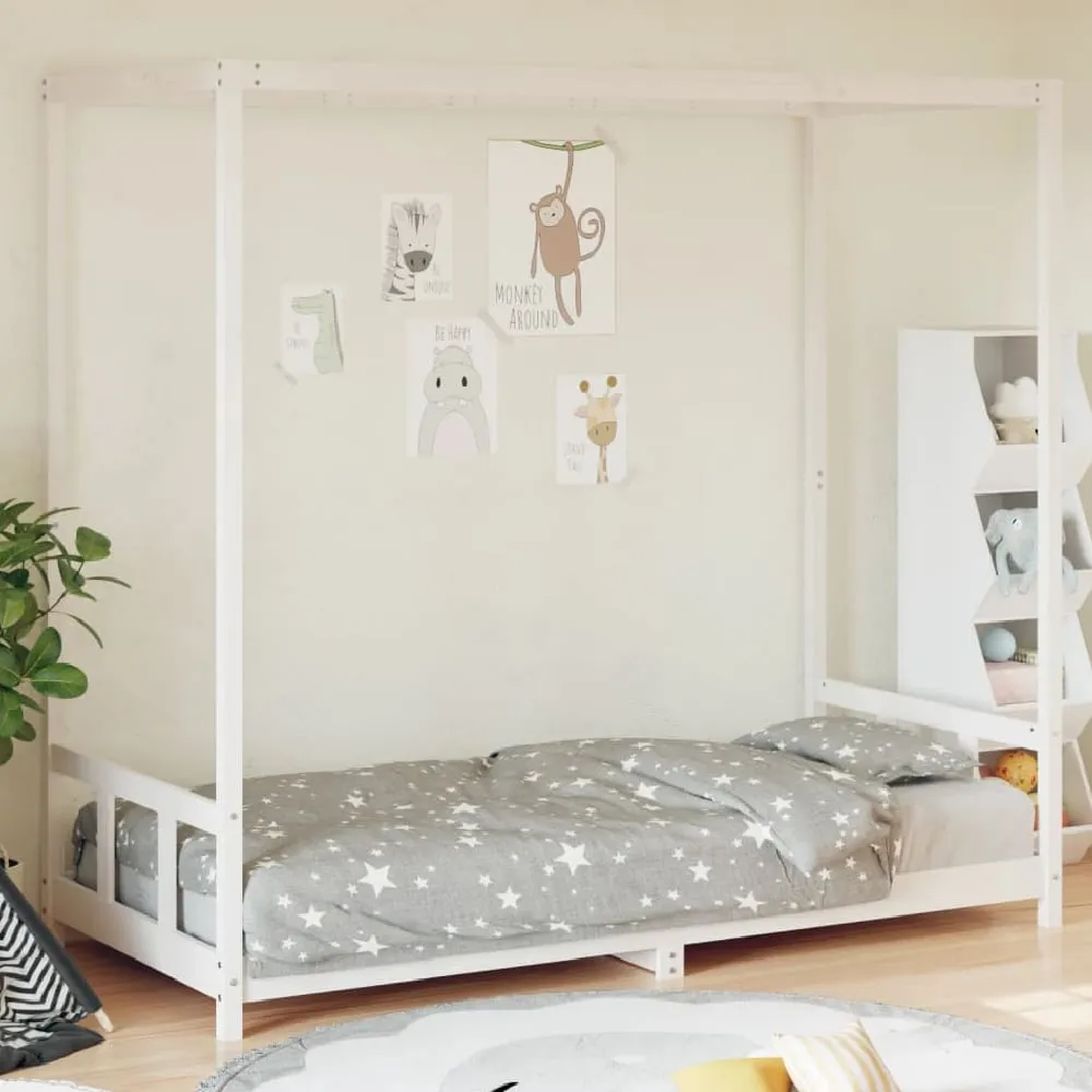 Burwell Single Bed Frame with Canopy - White, Pine