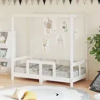 Burwell Single Bed Frame with Canopy - White, Pine