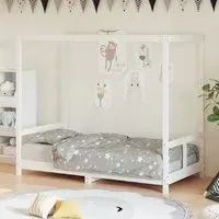 Burwell Single Bed Frame with Canopy - White, Pine