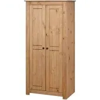Bury 2-Door Wardrobe - Brown, Pine Wood