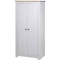 Bury 2-Door Wardrobe - White, Pine Wood
