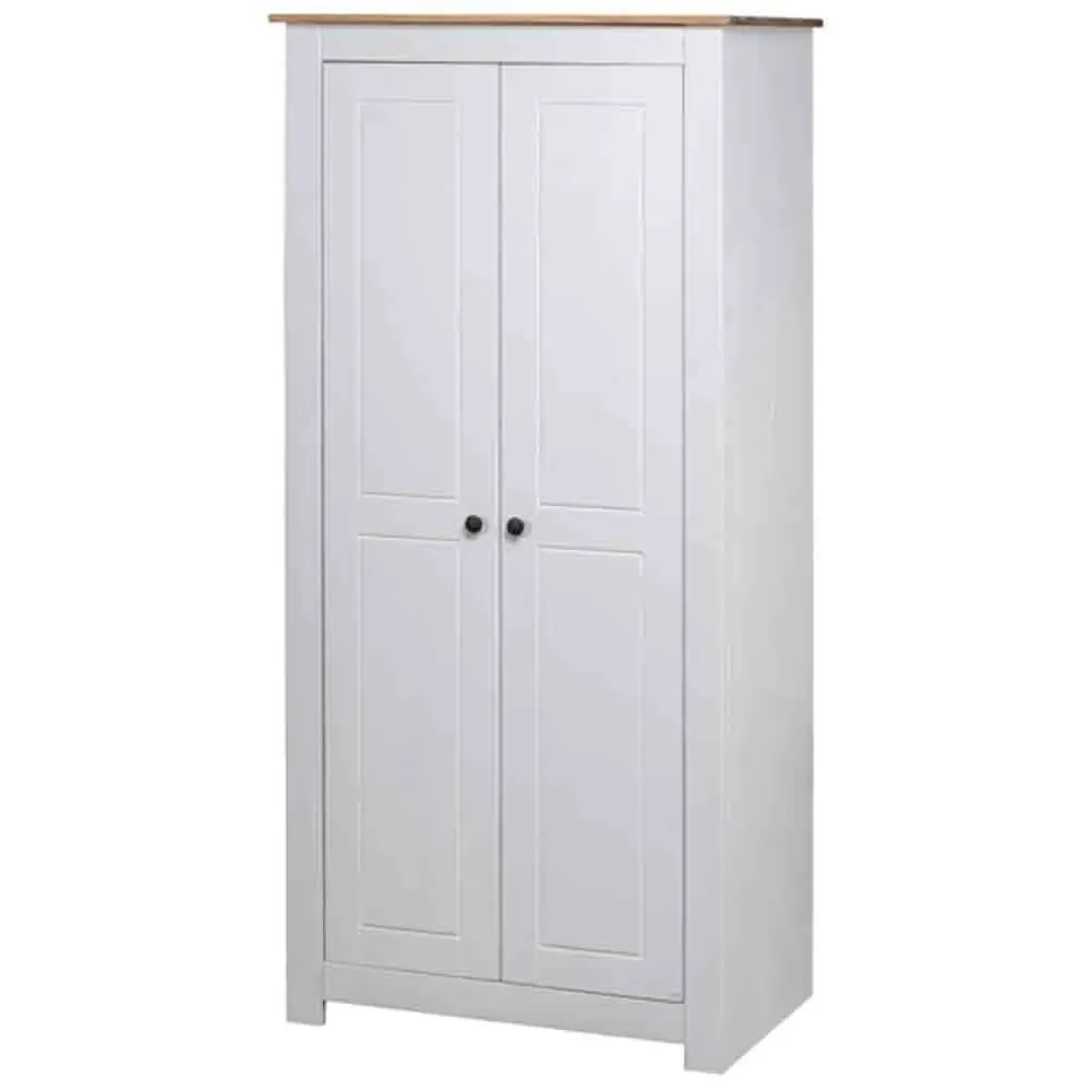Bury 2-Door Wardrobe - White, Pine Wood image